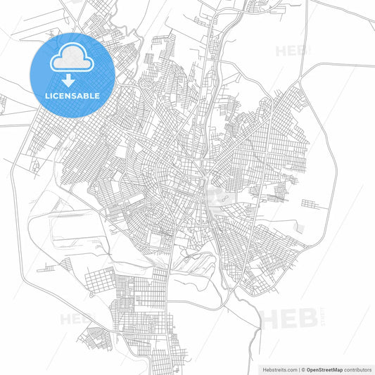 Monclova, Coahuila, Mexico, bright outlined vector map