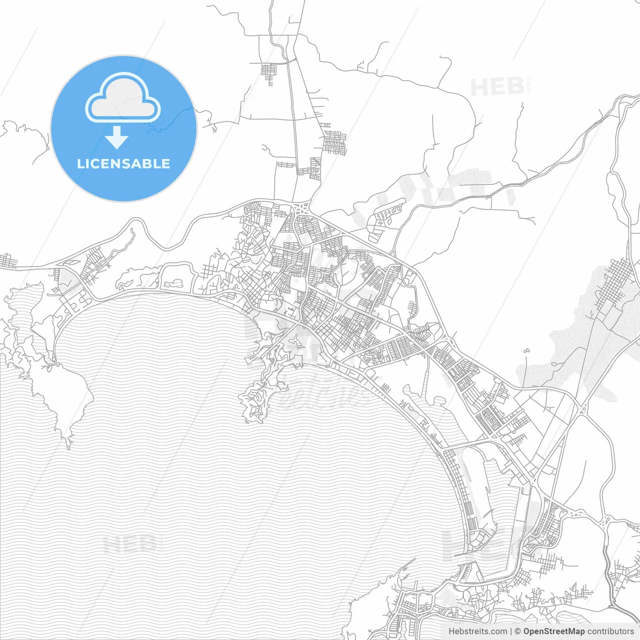 Manzanillo, Colima, Mexico, bright outlined vector map