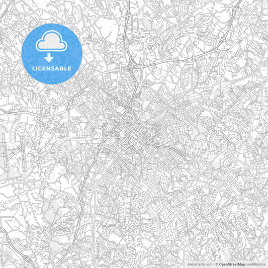 Charlotte, North Carolina, USA, bright outlined vector map