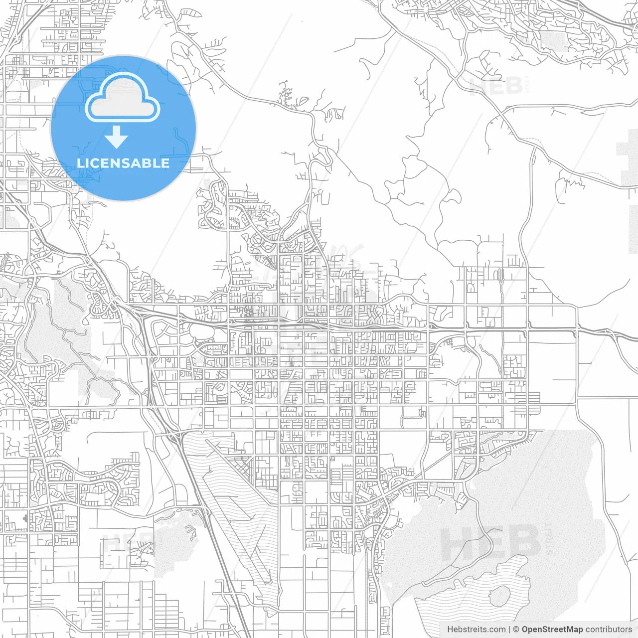 Moreno Valley, California, USA, bright outlined vector map