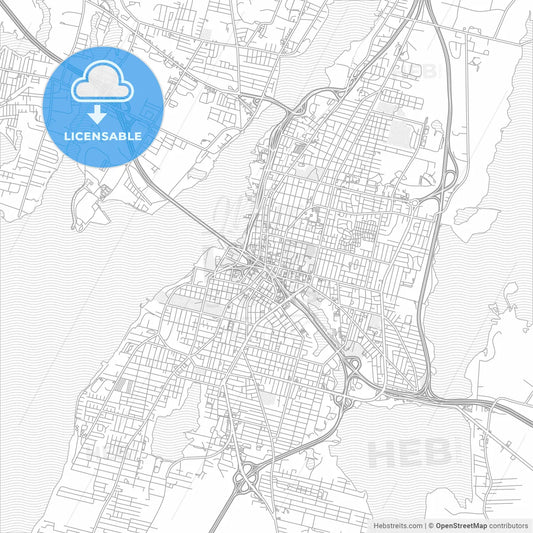 Fall River, Massachusetts, USA, bright outlined vector map