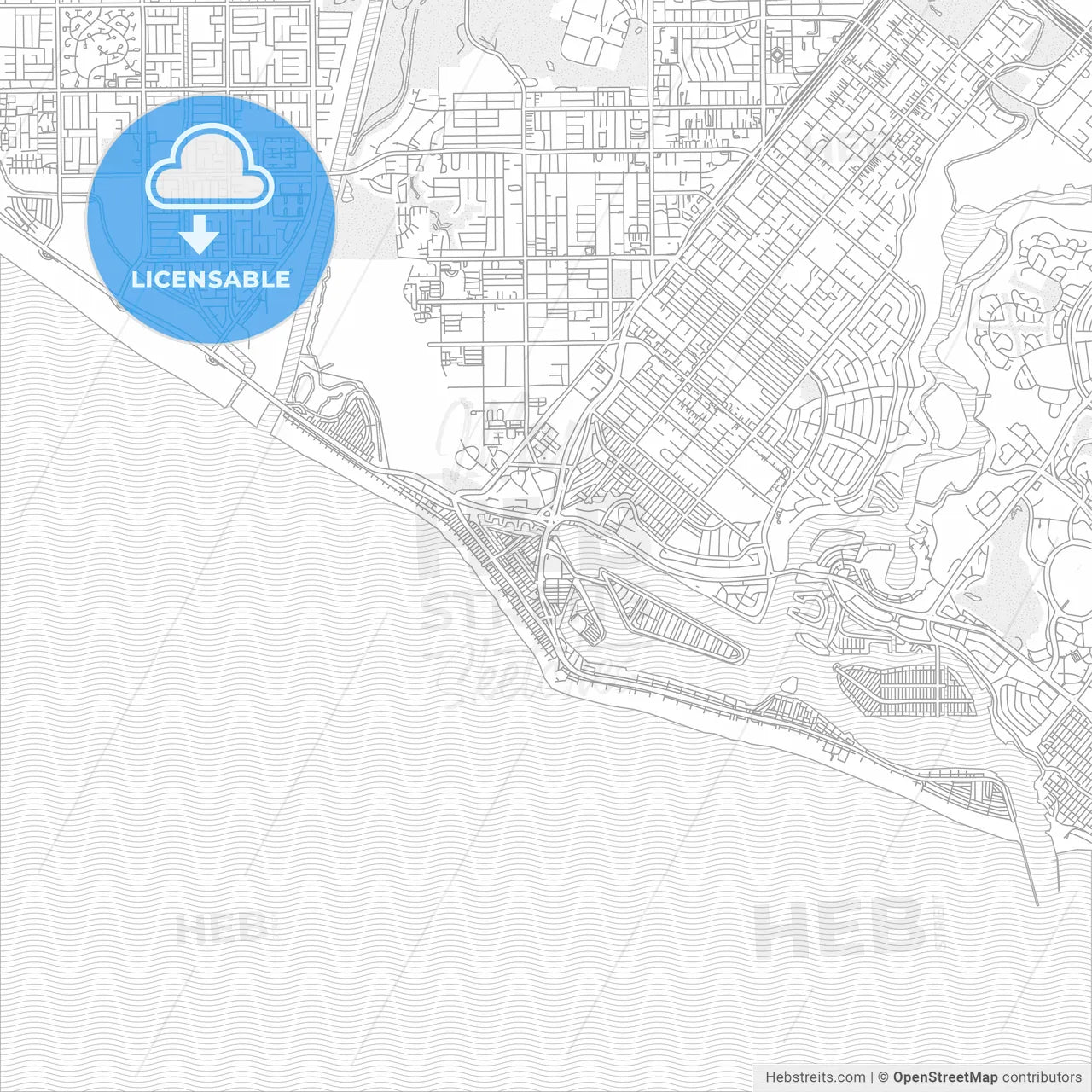 Newport Beach, California, USA, bright outlined vector map