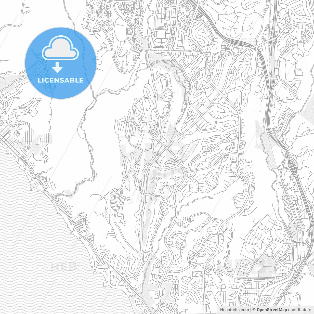 Laguna Niguel, California, USA, bright outlined vector map
