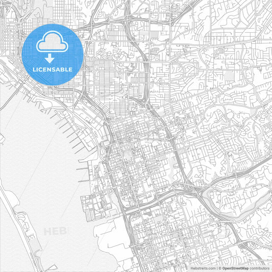 National City, California, USA, bright outlined vector map