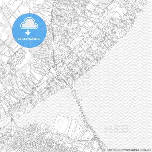 Burlington, Ontario, Canada, bright outlined vector map