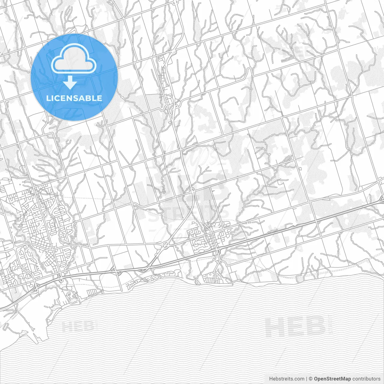 Clarington, Ontario, Canada, bright outlined vector map