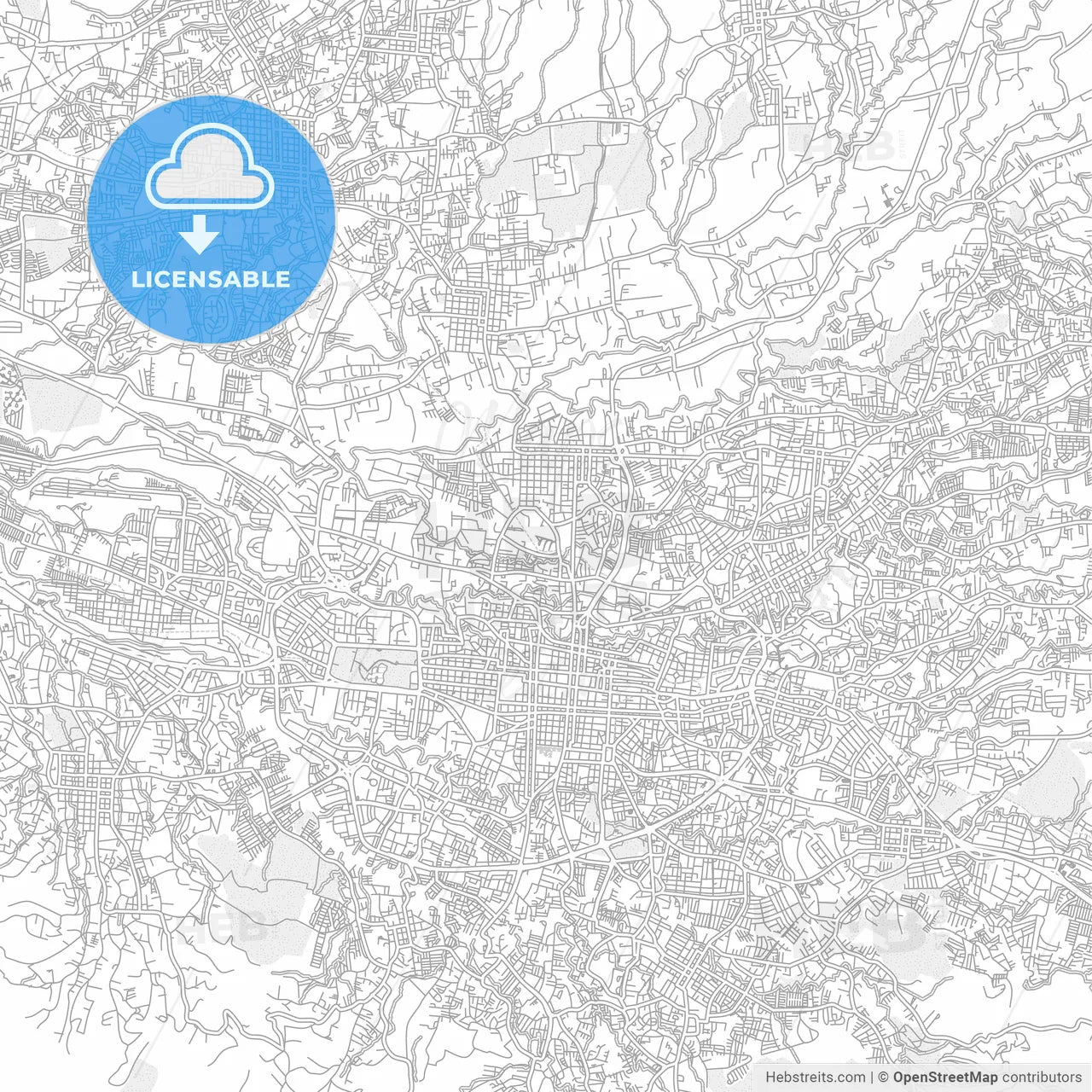 Cinco Esquinas, San José, Costa Rica, bright outlined vector map