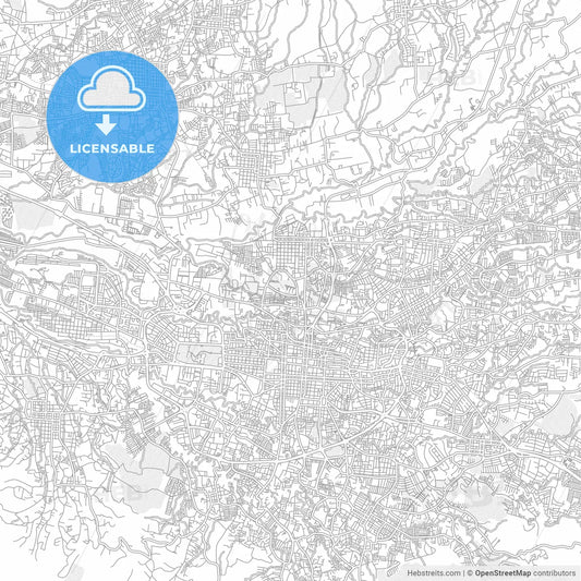 Cinco Esquinas, San José, Costa Rica, bright outlined vector map