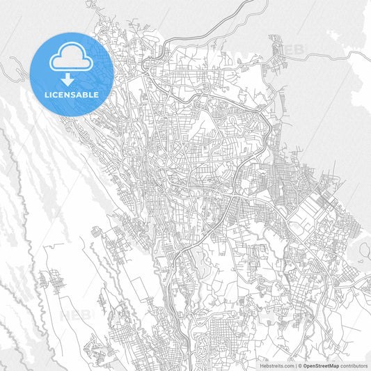 Cuernavaca, Morelos, Mexico, bright outlined vector map