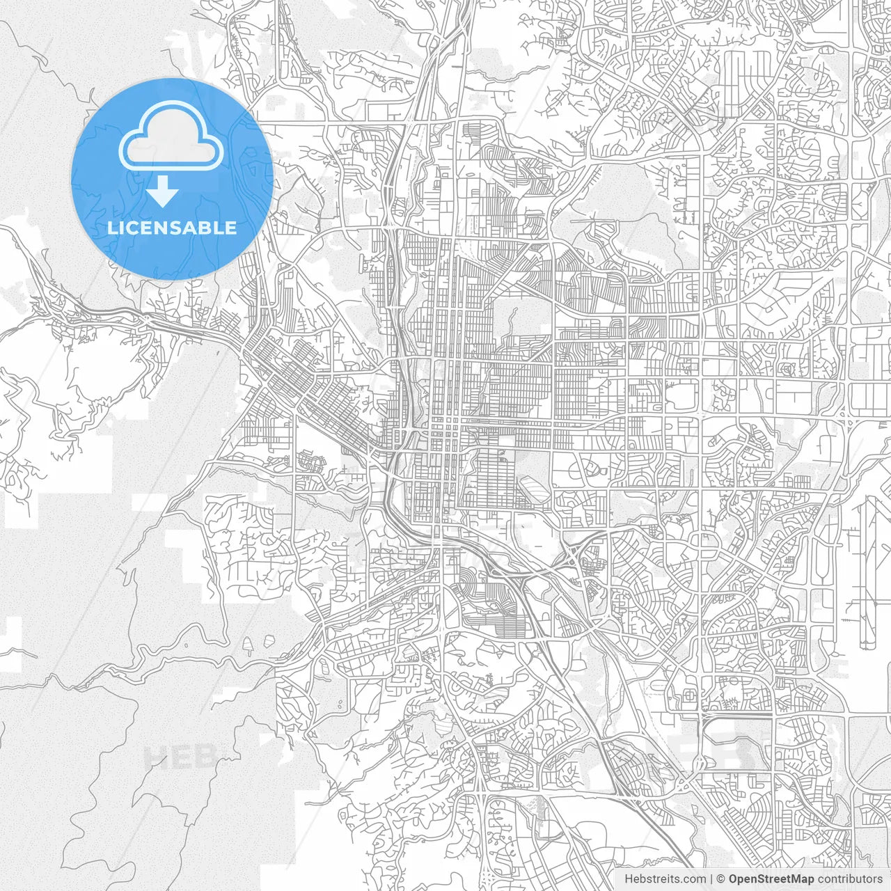 Colorado Springs, Colorado, USA, bright outlined vector map