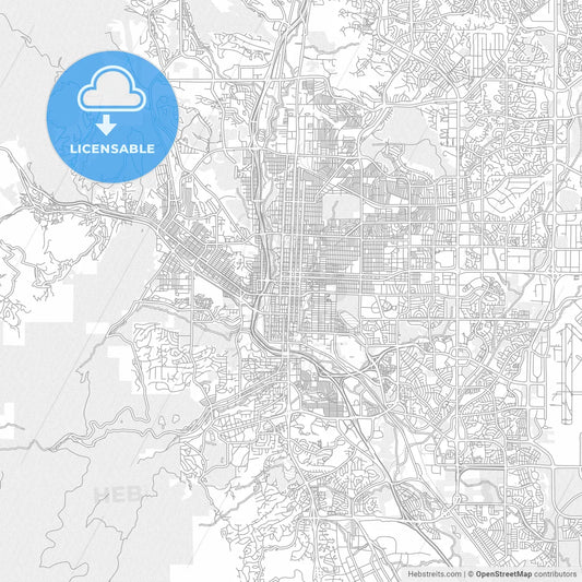 Colorado Springs, Colorado, USA, bright outlined vector map