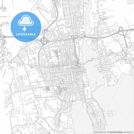 New Bedford, Massachusetts, USA, bright outlined vector map
