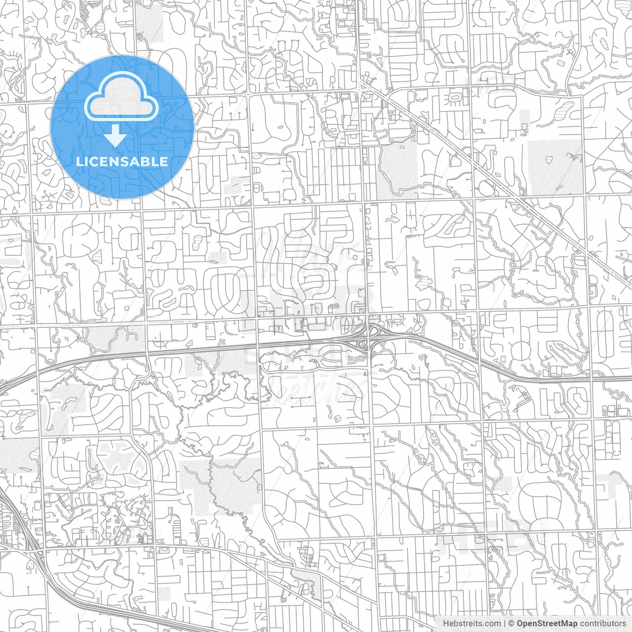 Farmington Hills, Michigan, USA, bright outlined vector map