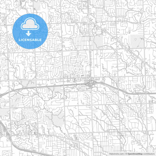 Farmington Hills, Michigan, USA, bright outlined vector map