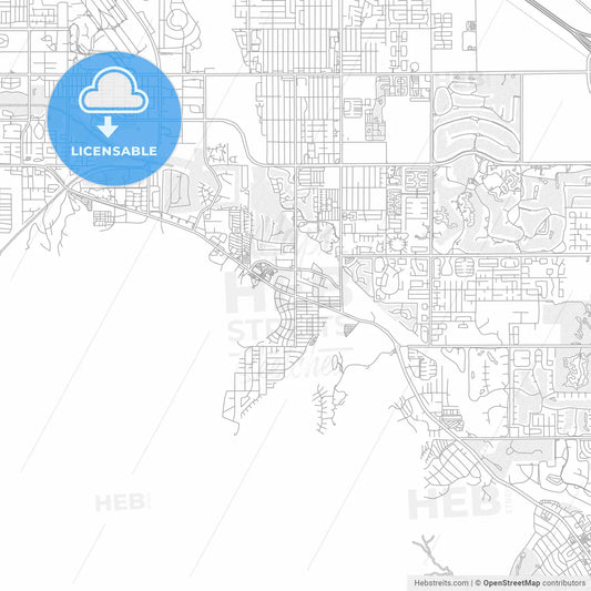 Cathedral City, California, United States of America, bright outlined vector map