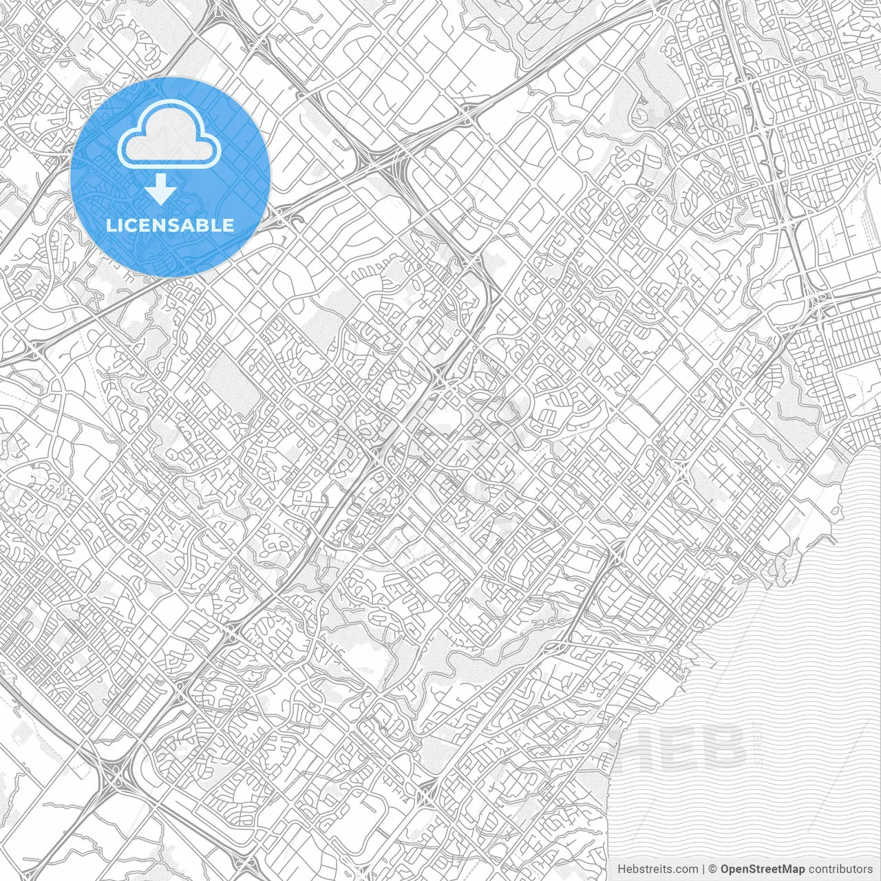 Mississauga, Ontario, Canada, bright outlined vector map