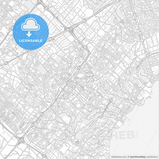 Mississauga, Ontario, Canada, bright outlined vector map