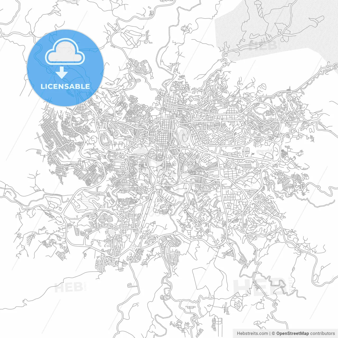 Tegucigalpa, Francisco Morazán, Honduras, bright outlined vector map