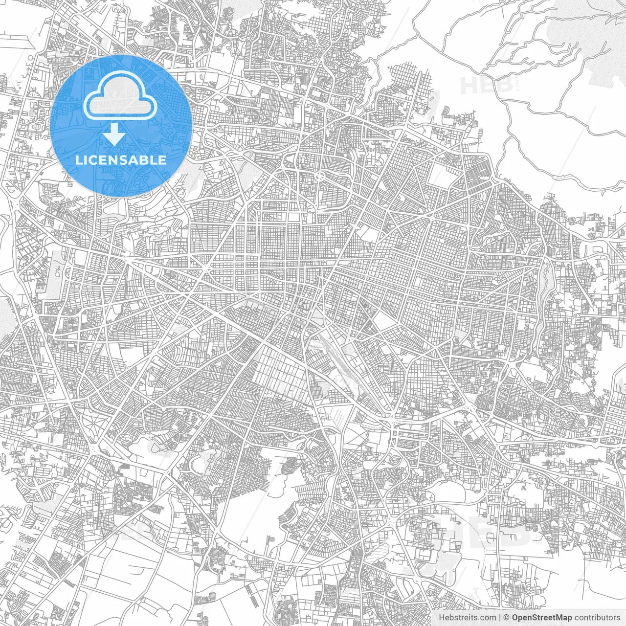 Guadalajara, Jalisco, Mexico, bright outlined vector map