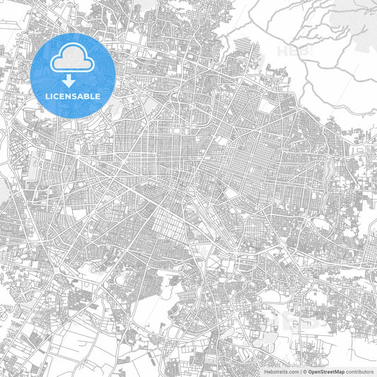 Guadalajara, Jalisco, Mexico, bright outlined vector map