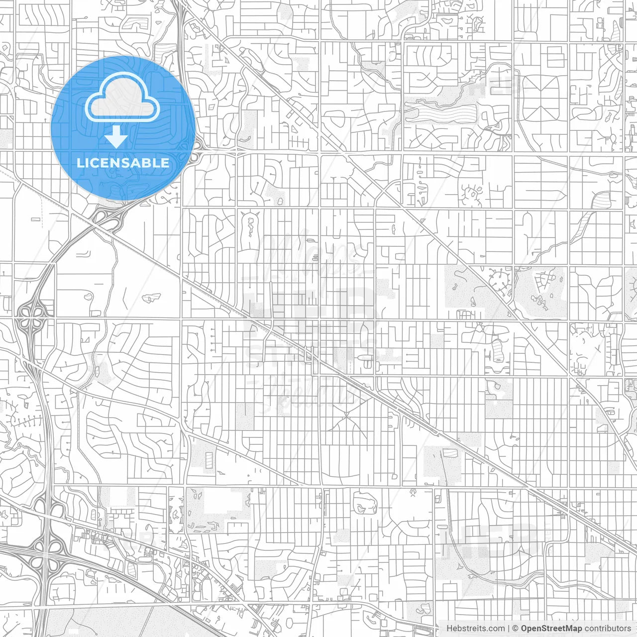 Arlington Heights, Illinois, USA, bright outlined vector map