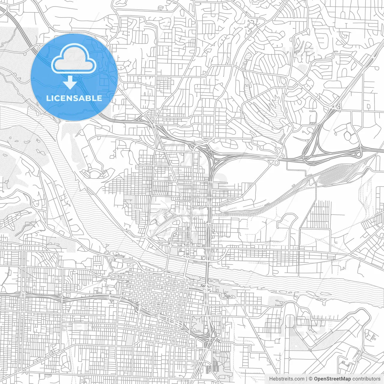 North Little Rock, Arkansas, USA, bright outlined vector map