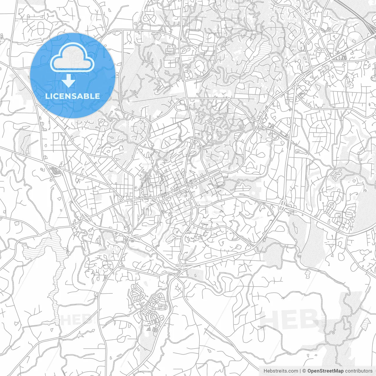Chapel Hill, North Carolina, USA, bright outlined vector map