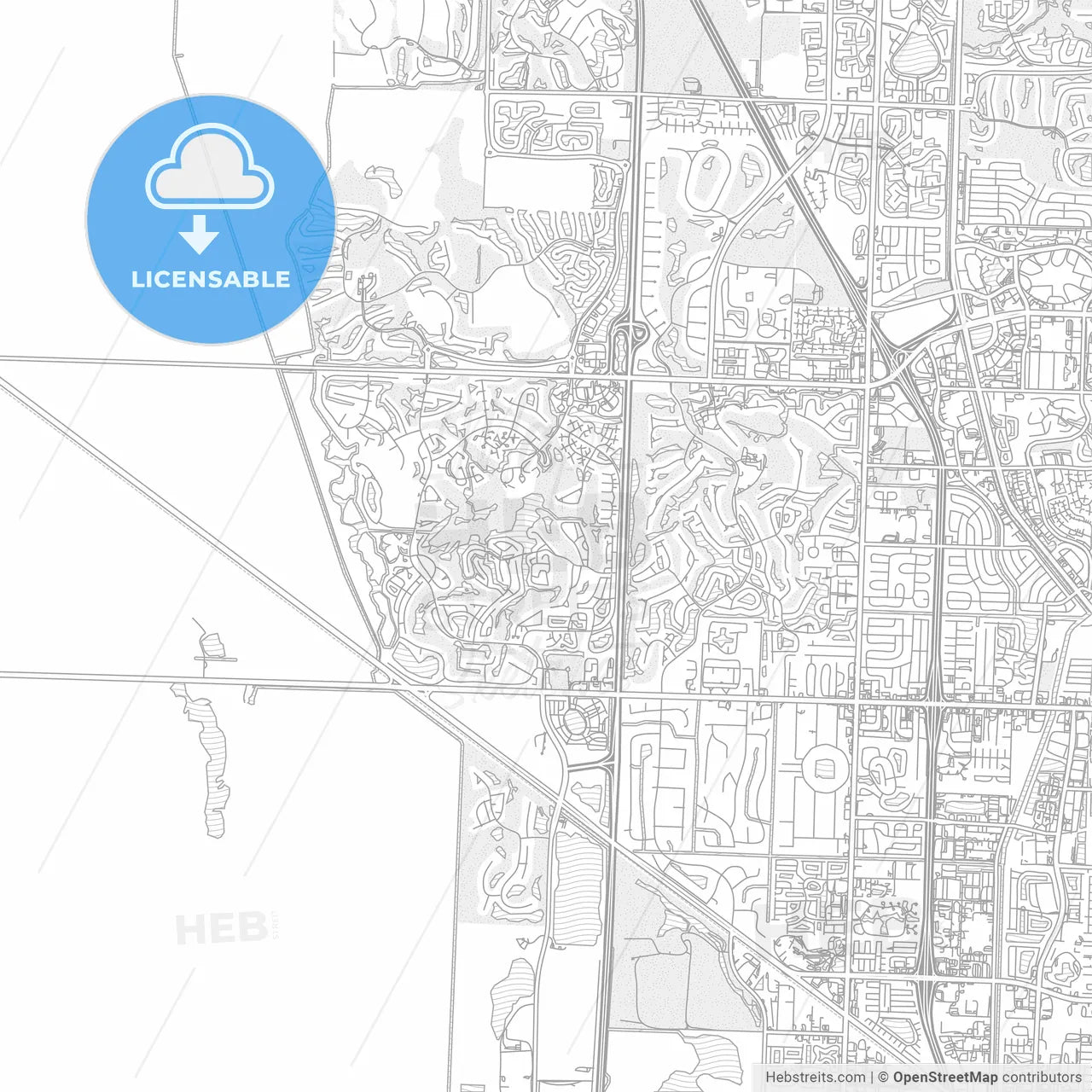 Palm Beach Gardens, Florida, United States of America, bright outlined vector map