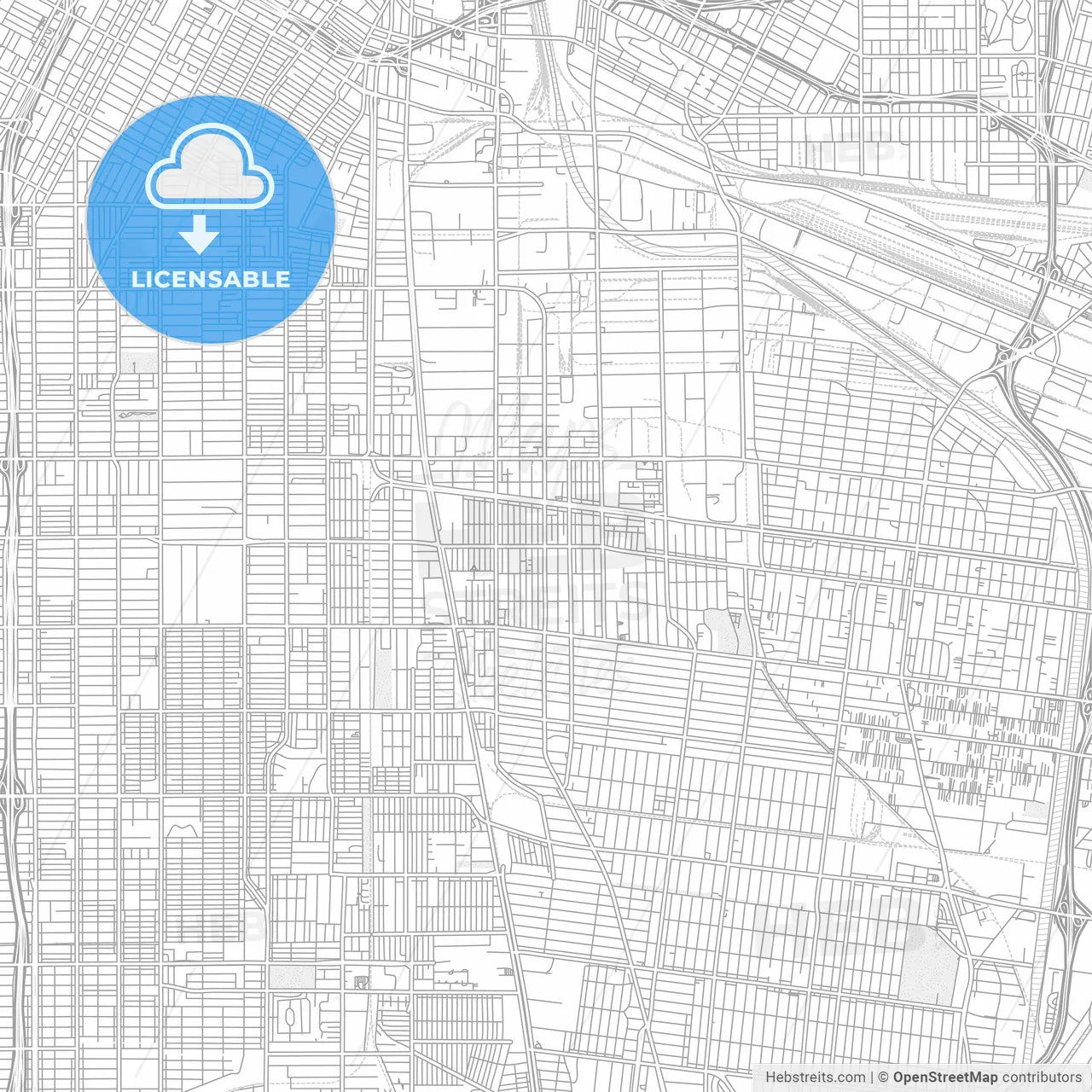 Huntington Park, California, USA, bright outlined vector map