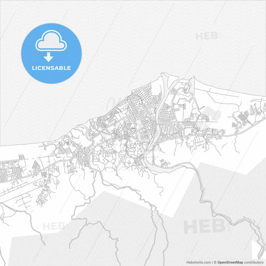 La Ceiba, Atlántida, Honduras, bright outlined vector map