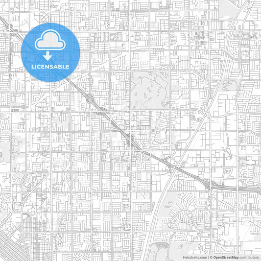 Fountain Valley, California, USA, bright outlined vector map