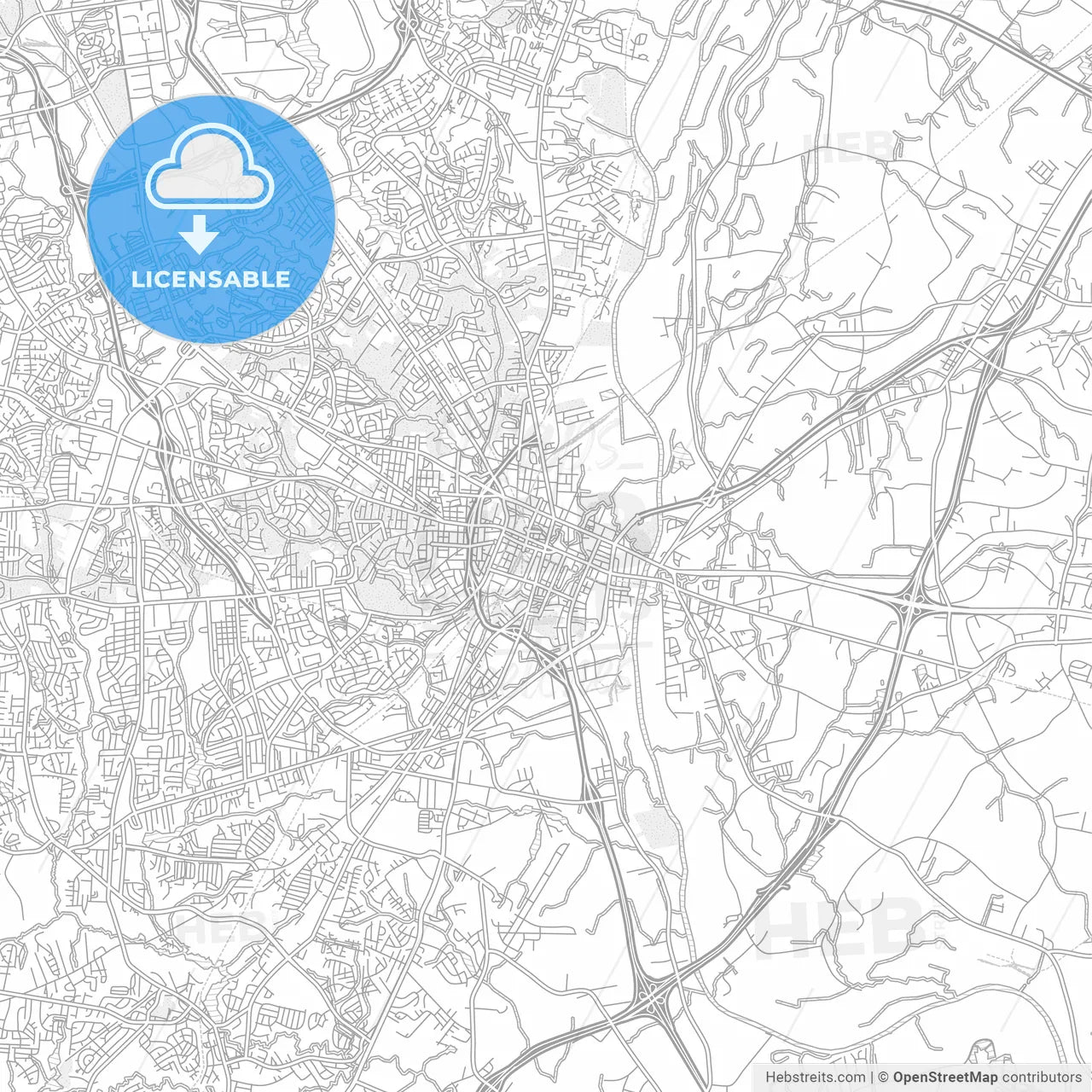 Fayetteville, North Carolina, USA, bright outlined vector map