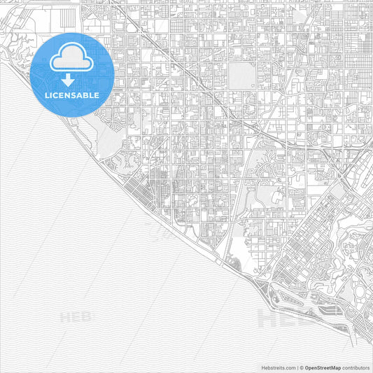 Huntington Beach, California, USA, bright outlined vector map