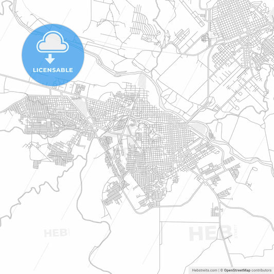 Ciudad Acuña, Coahuila, Mexico, bright outlined vector map