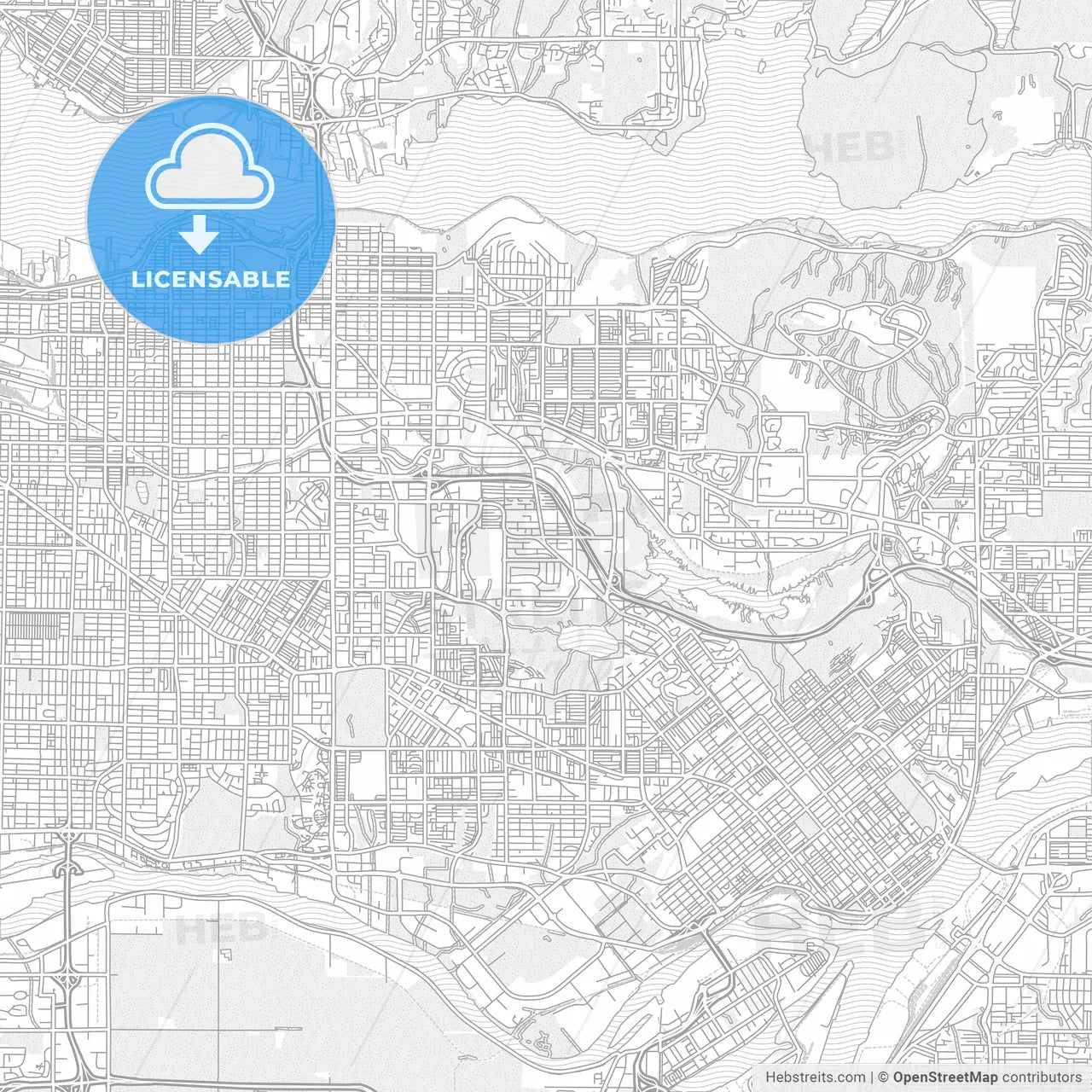 Burnaby, British Columbia, Canada, bright outlined vector map