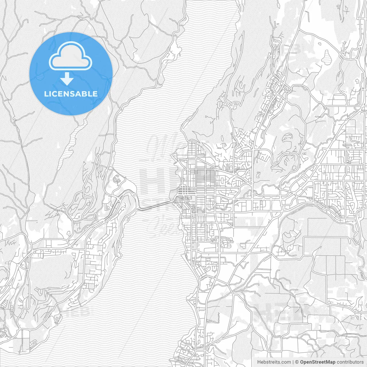 Kelowna, British Columbia, Canada, bright outlined vector map