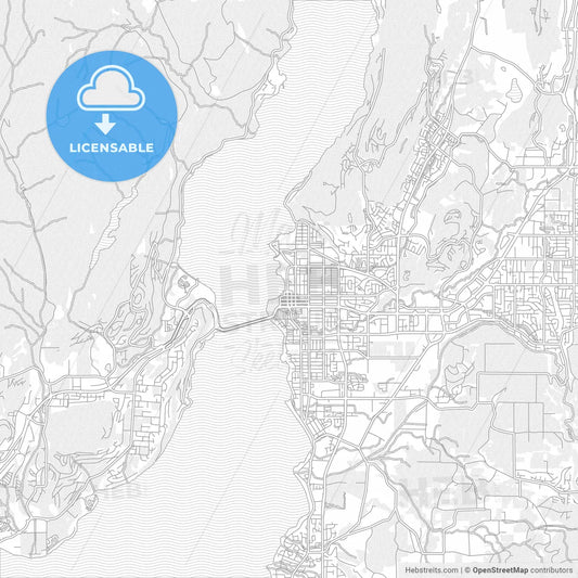 Kelowna, British Columbia, Canada, bright outlined vector map