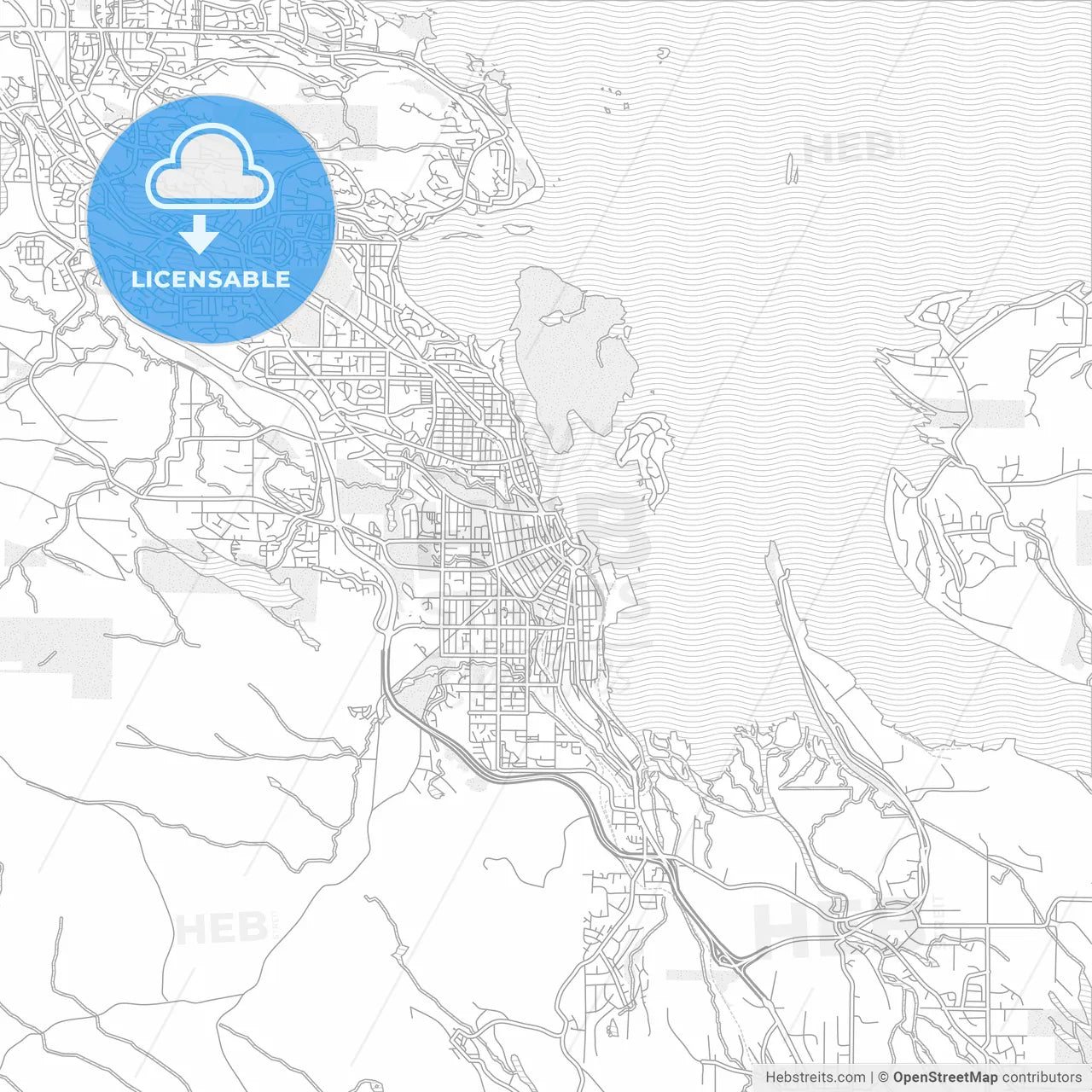 Nanaimo, British Columbia, Canada, bright outlined vector map