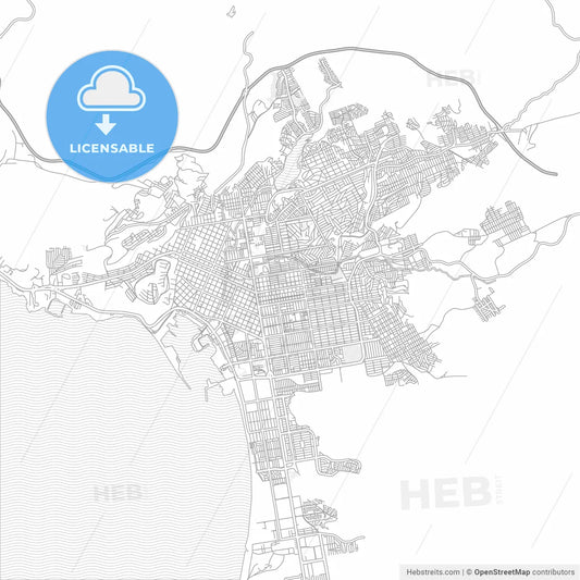 Ensenada, Baja California, Mexico, bright outlined vector map