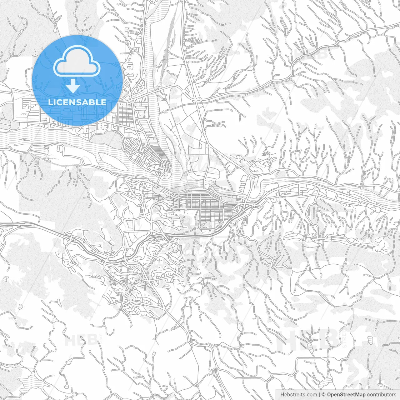 Kamloops, British Columbia, Canada, bright outlined vector map