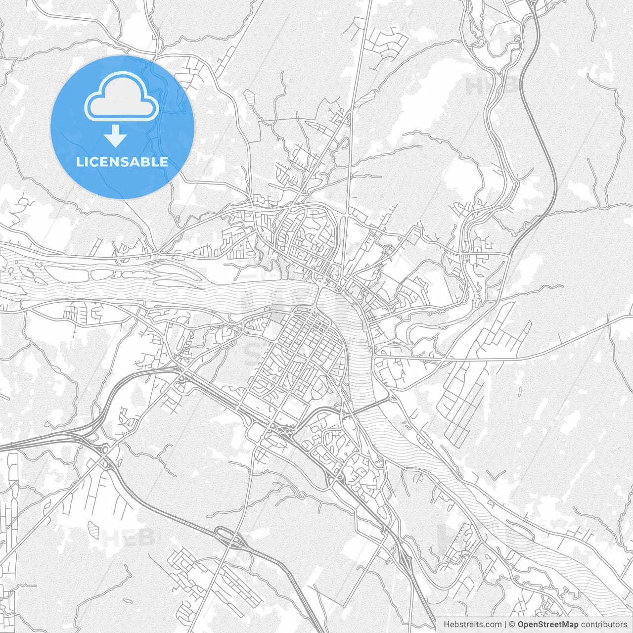 Fredericton, New Brunswick, Canada, bright outlined vector map