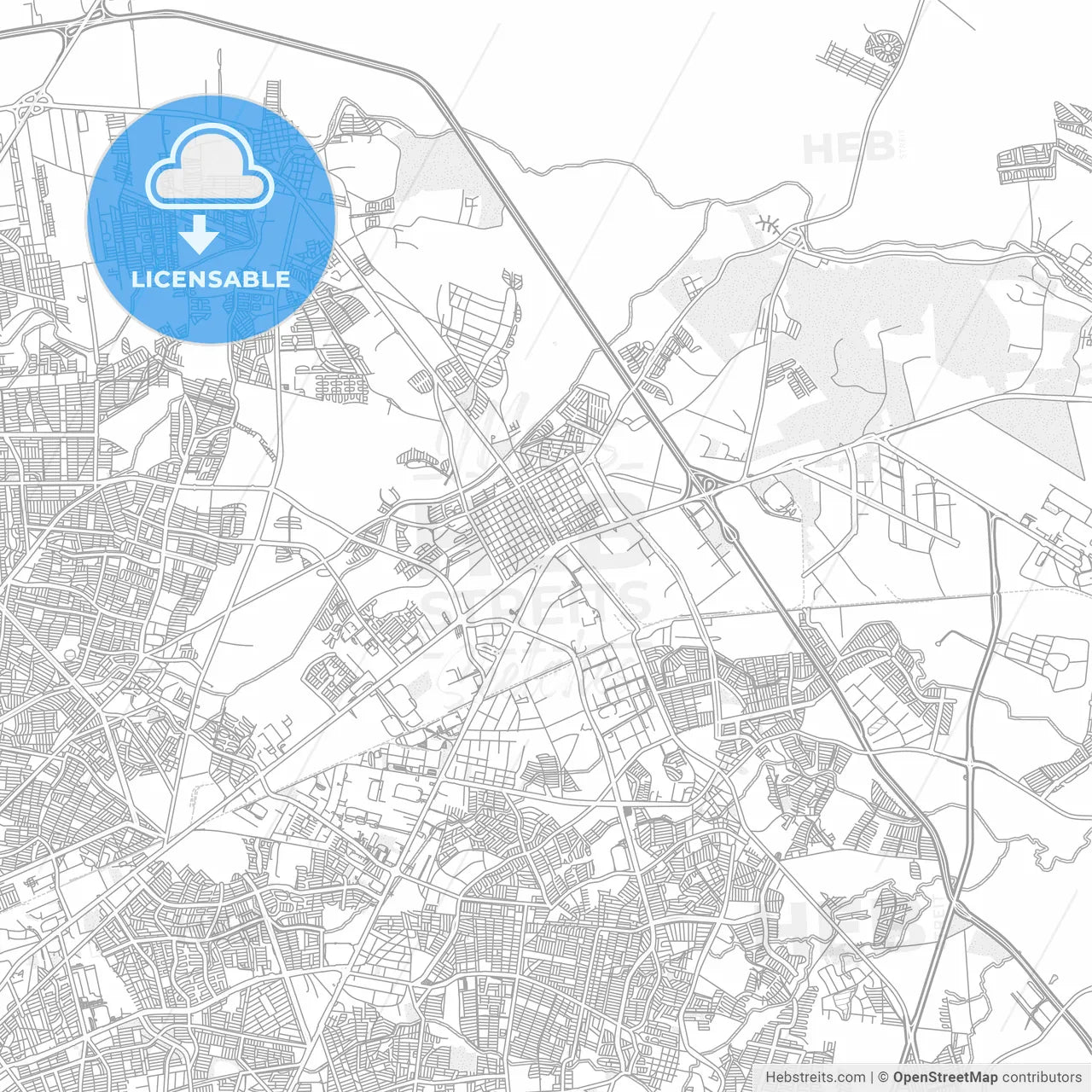 Ciudad Apodaca, Nuevo León, Mexico, bright outlined vector map