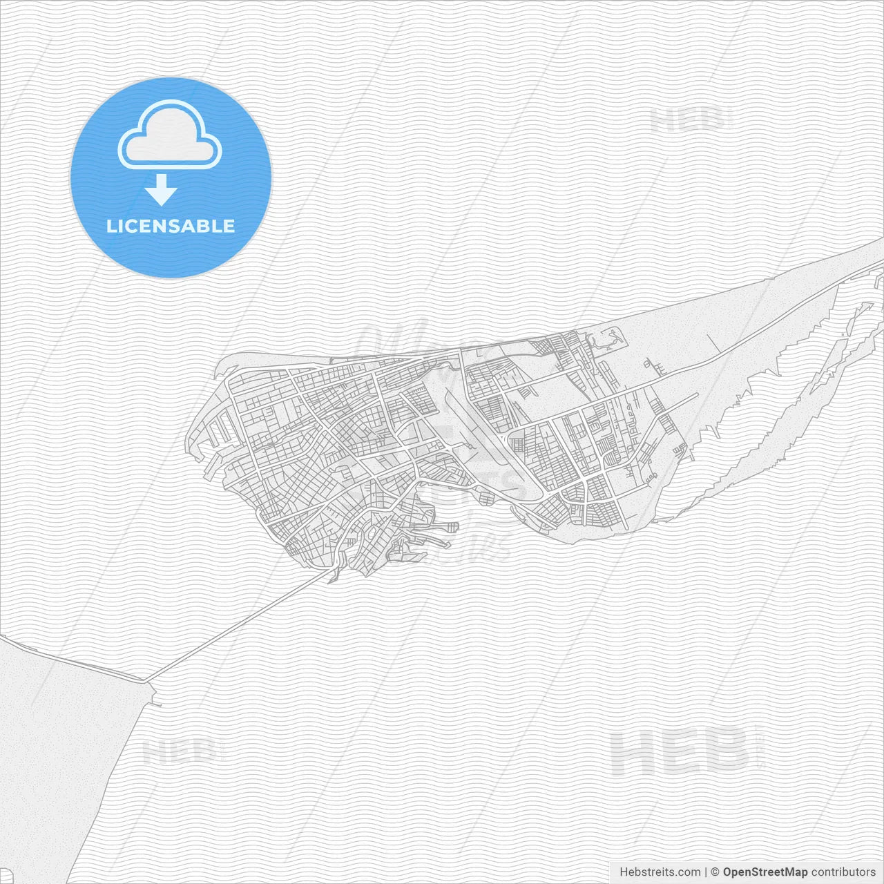 Ciudad del Carmen, Campeche, Mexico, bright outlined vector map