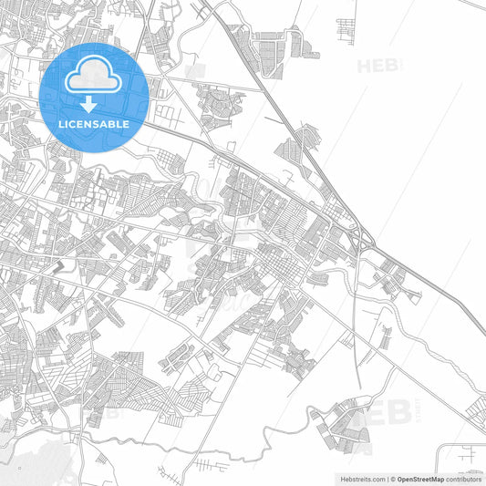 Ciudad Benito Juárez, Nuevo León, Mexico, bright outlined vector map