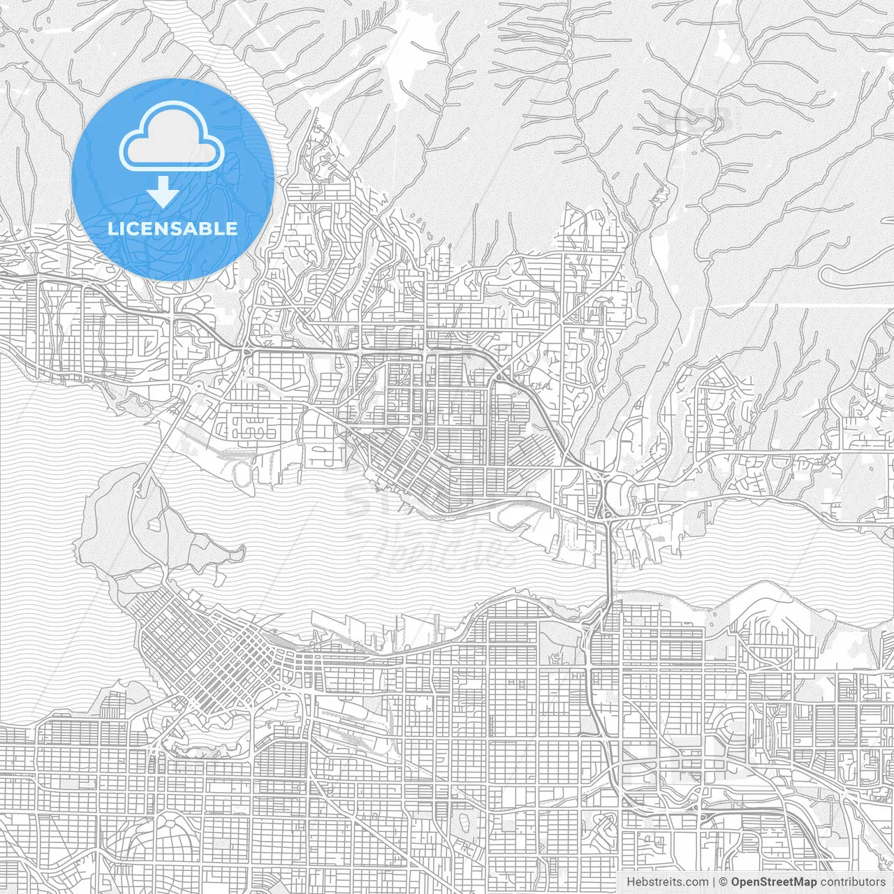 North Vancouver, British Columbia, Canada, bright outlined vector map
