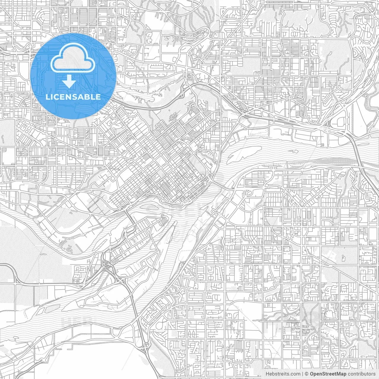 New Westminster, British Columbia, Canada, bright outlined vector map