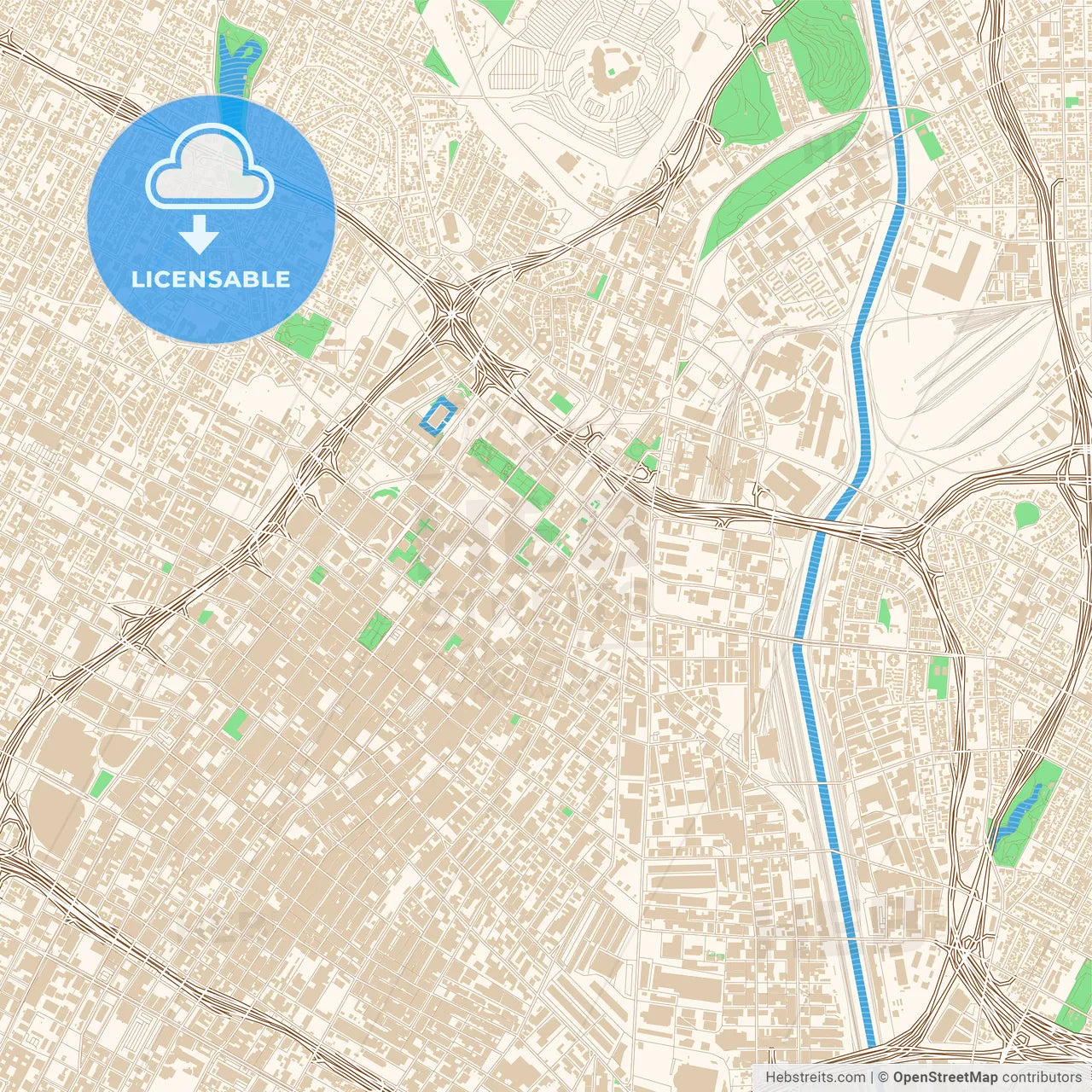 Street map of downtown Los Angeles, California