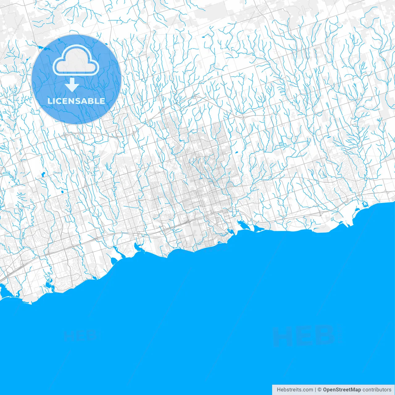 Rich detailed vector map of Oshawa, Ontario, Canada