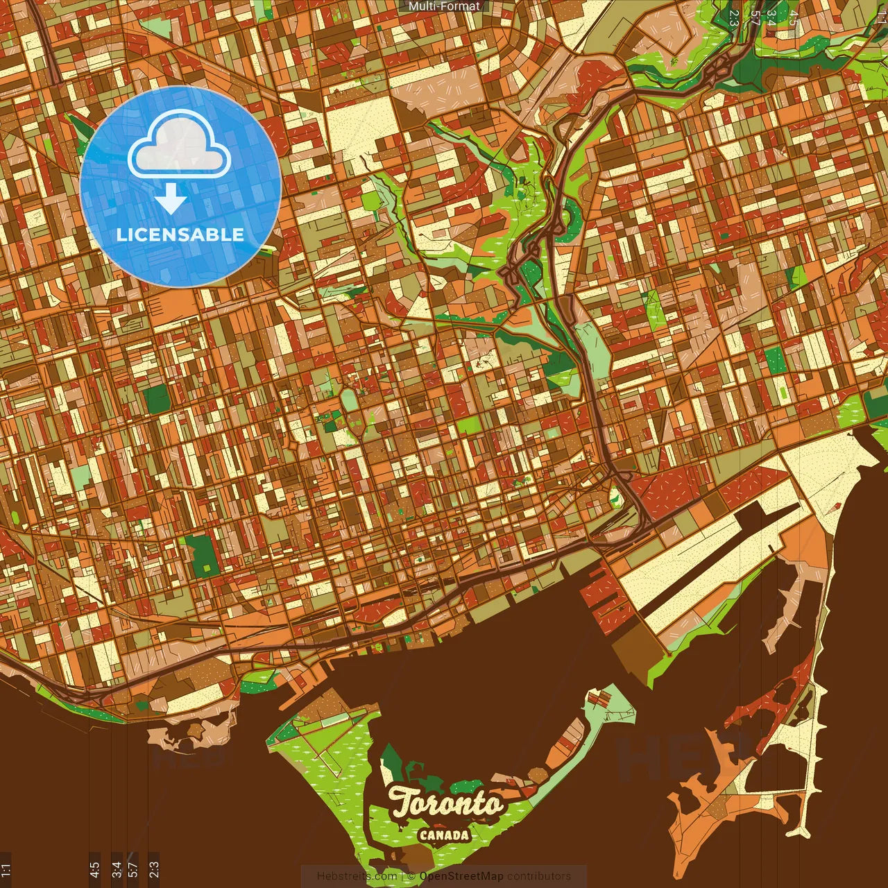 Toronto Canada Farmhouse Poster Art Map Template