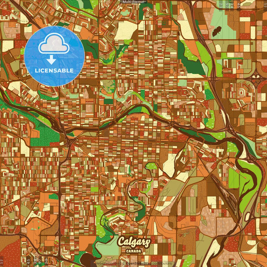 Calgary Canada Farmhouse Poster Art Map Template